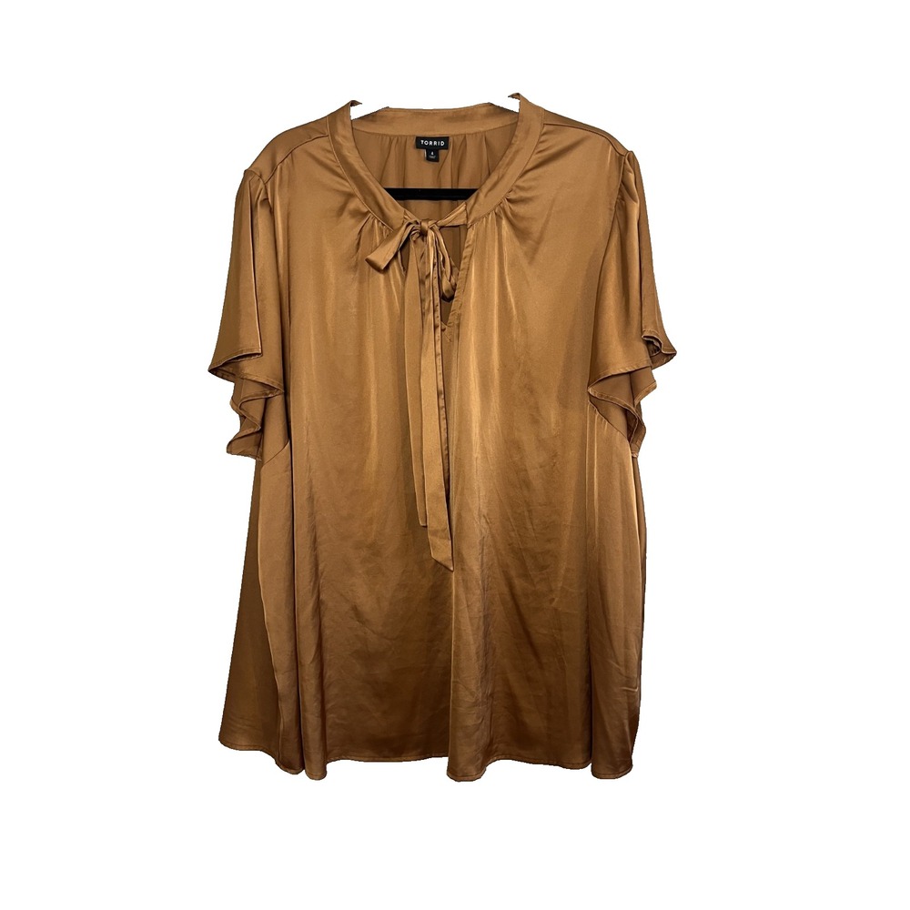 Torrid 4X Silky Top Fall Festival Western Preppy Classic Chic Shimmer Shiny